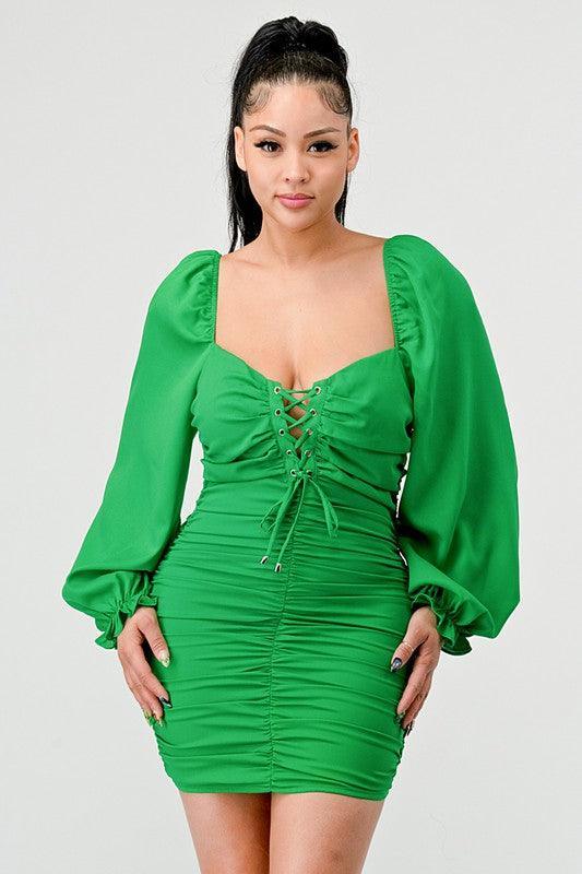 DRAWSTRING MINI DRESS - PRIVILEGE 