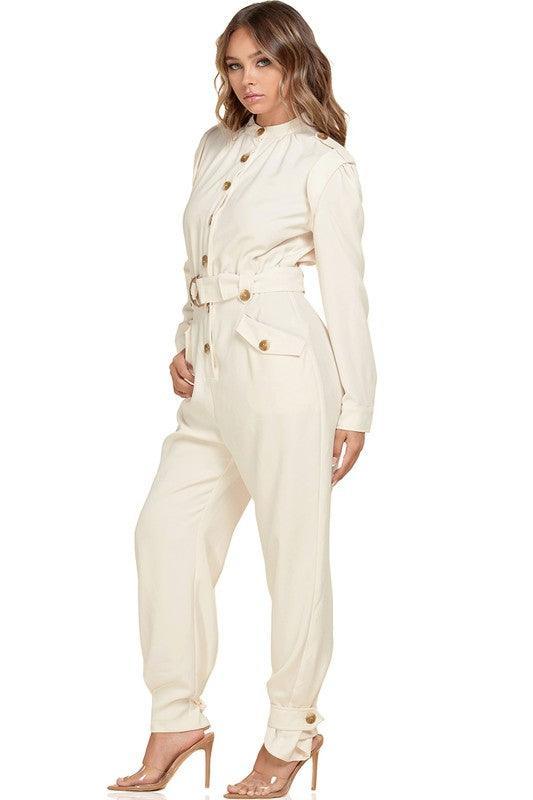 CREAM JUMPSUIT - PRIVILEGE 