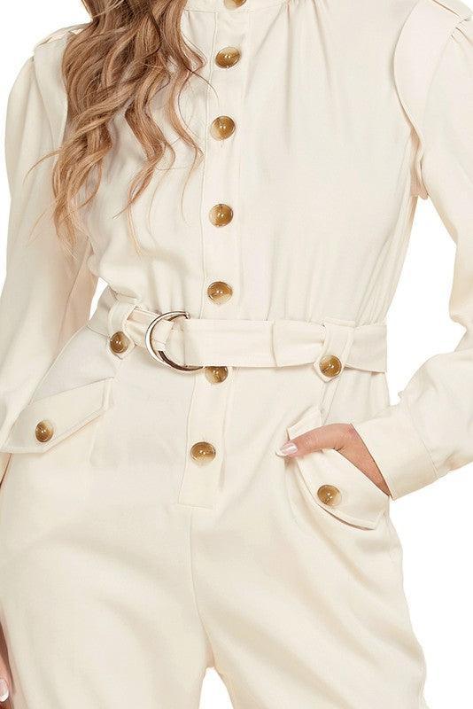CREAM JUMPSUIT - PRIVILEGE 