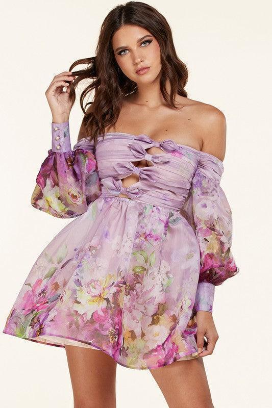 FLORAL PRINT MINI DRESS - PRIVILEGE 