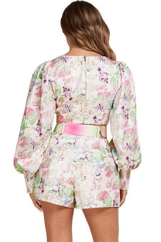 VINTAGE FLORAL PRINT SHORT SET - PRIVILEGE 