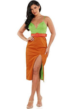 COLOR BLOCK TWO PIECE SKIRT SET - PRIVILEGE 