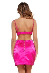 NEON PINK BRA LETTE 3PC SKIRT SET - PRIVILEGE 