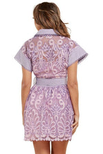 LAVENDER CROCHET DETAIL MINI DRESS - PRIVILEGE 