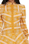 MUSTARD EYELET MINI DRESS - PRIVILEGE 