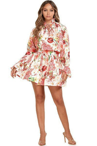 ROSE PRINT 2PC MINI FLARE MINI SKIRT - PRIVILEGE 