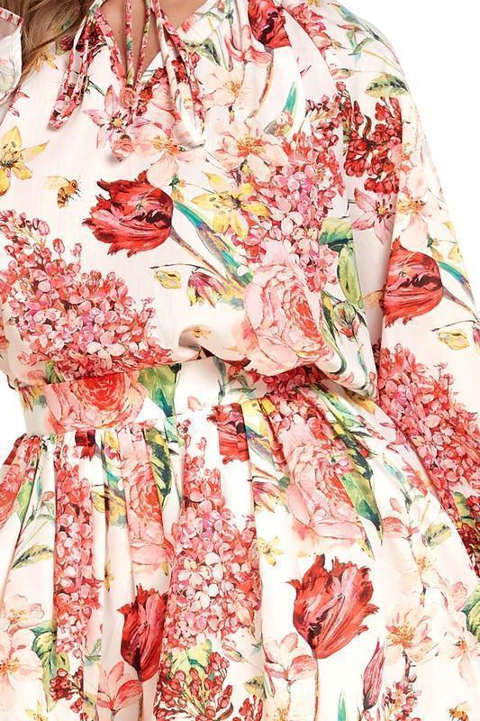 ROSE PRINT 2PC MINI FLARE MINI SKIRT - PRIVILEGE 