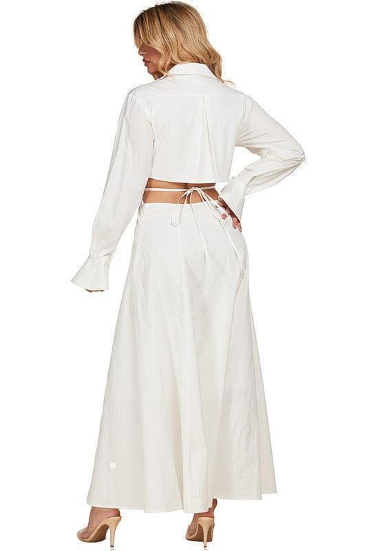 WHITE MAXI DRESS WITH OPEN SIDES DETAIL - PRIVILEGE 