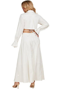 WHITE MAXI DRESS WITH OPEN SIDES DETAIL - PRIVILEGE 