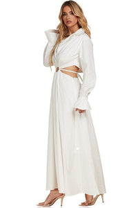 WHITE MAXI DRESS WITH OPEN SIDES DETAIL - PRIVILEGE 