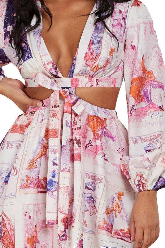 PARIS PRINT OPEN SIDE DRESS - PRIVILEGE 