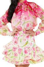 FLORAL 2 PC SKIRT AND BLOUSE SET - PRIVILEGE 