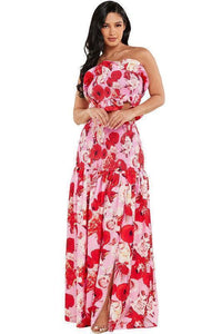 POPPY FLOWER PRINT TUBE TOP AND MAXI SKIRT - PRIVILEGE 