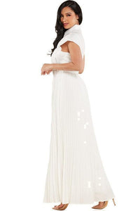WHITE PLEATED MAXI DRESS - PRIVILEGE 