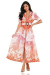 PINK BIRD CHIFFON MAXI DRESS - PRIVILEGE 