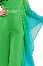 GREEN AND BLUW BATWING JUMPSUIT - PRIVILEGE 