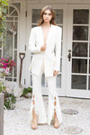 IVORY LACE UP MOFIT FIT AND FLARE 2PC PANT SET - PRIVILEGE 