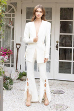 IVORY LACE UP MOFIT FIT AND FLARE 2PC PANT SET - PRIVILEGE 