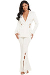 IVORY LACE UP MOFIT FIT AND FLARE 2PC PANT SET - PRIVILEGE 