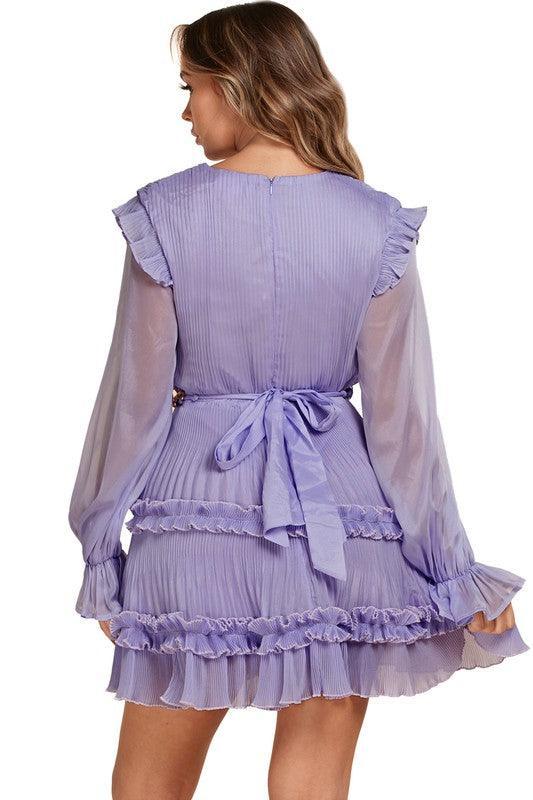 LAVENDER RUFFLE MINI DRESS - PRIVILEGE 