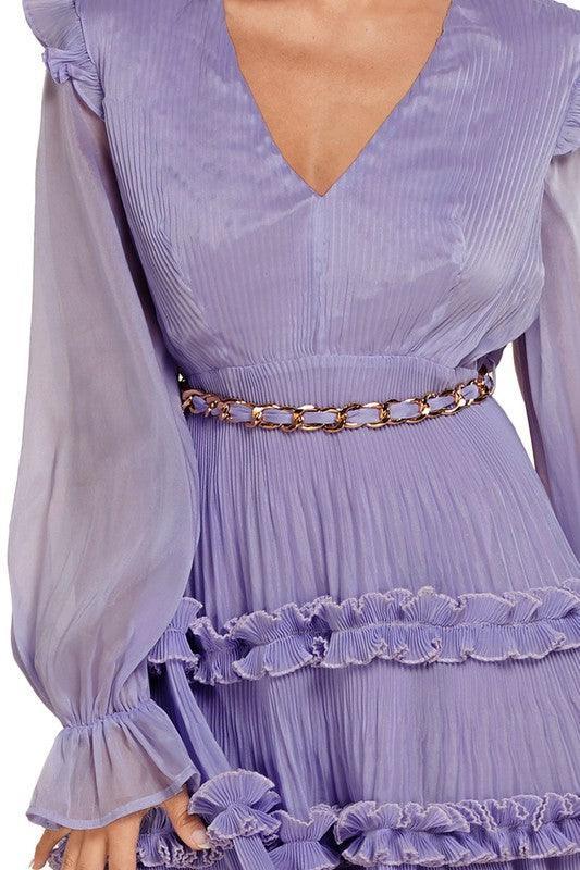 LAVENDER RUFFLE MINI DRESS - PRIVILEGE 