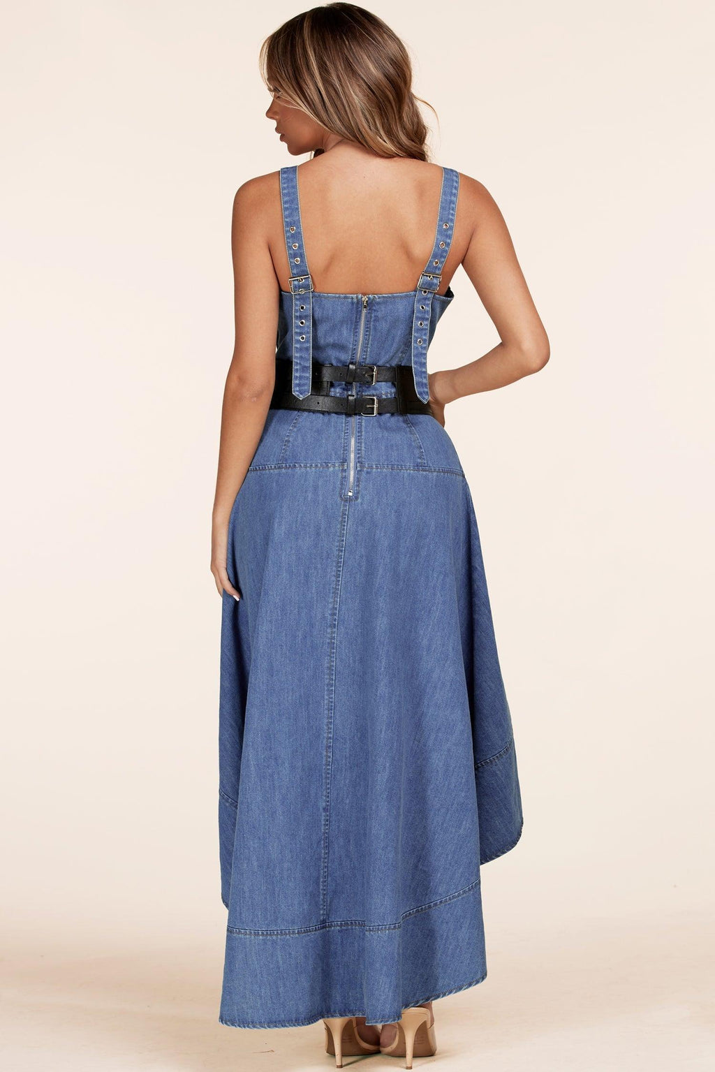 DENIM HIGH LOW DRESS - PRIVILEGE 