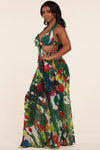 SUMMER DESERT FLORAL CUTOUT MAXI DRESS - PRIVILEGE 