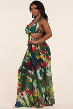 SUMMER DESERT FLORAL CUTOUT MAXI DRESS - PRIVILEGE 
