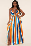 SEXY CUTOUT MAXI STRIPE DRESS - PRIVILEGE 