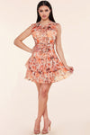 FLORAL RUCHED RUFFLE MINI DRESS - PRIVILEGE 