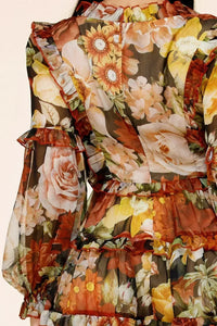 AUTUMN FLORAL PRINT MINI DRESS - PRIVILEGE 