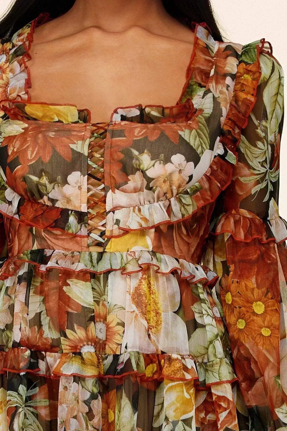 AUTUMN FLORAL PRINT MINI DRESS - PRIVILEGE 