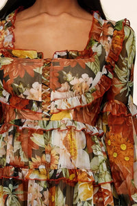 AUTUMN FLORAL PRINT MINI DRESS - PRIVILEGE 