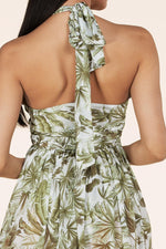 OLIVE TROPICAL CUT OUT HALTER MAXI DRESS - PRIVILEGE 