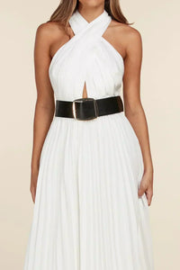 WHITE HALTER DRESS - PRIVILEGE 