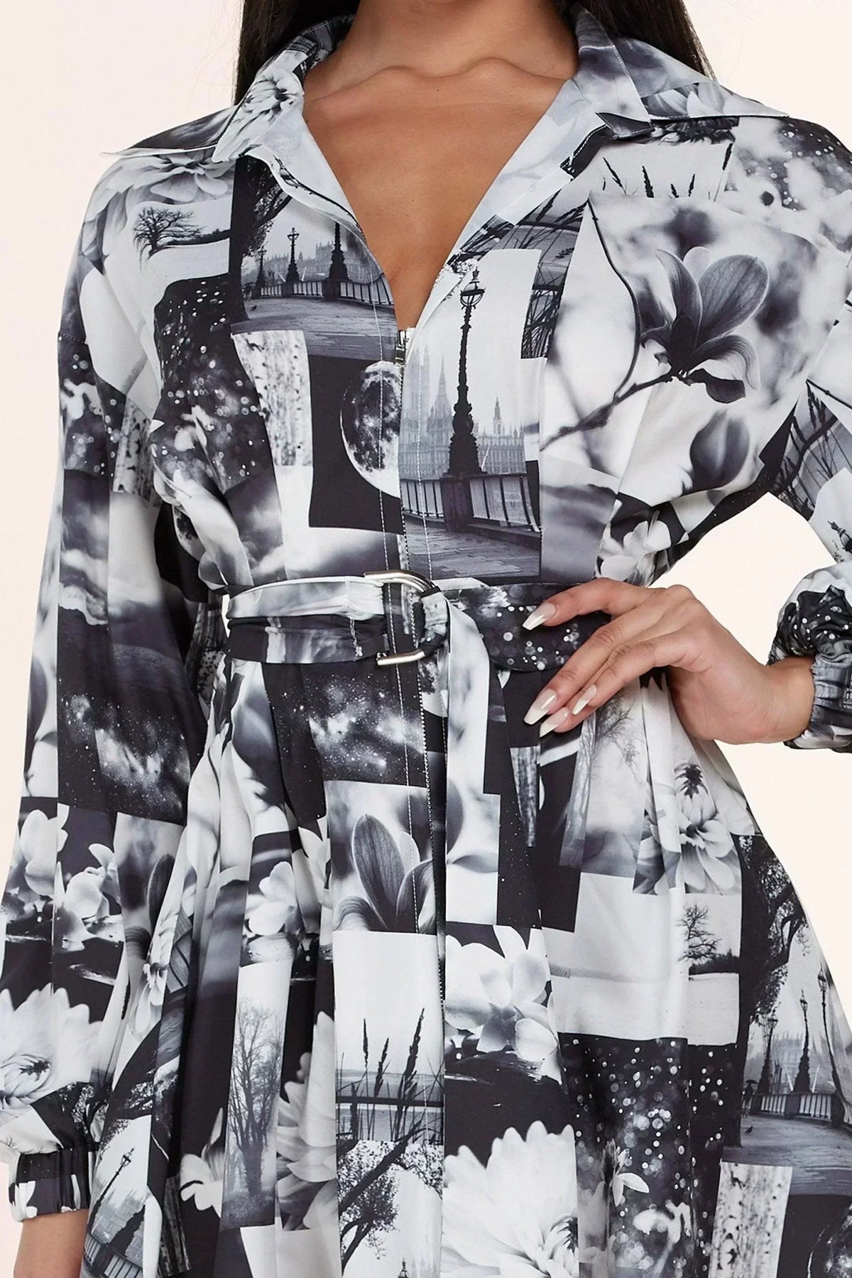 PHOTOGRAPH PRINT MINI DRESS - PRIVILEGE 