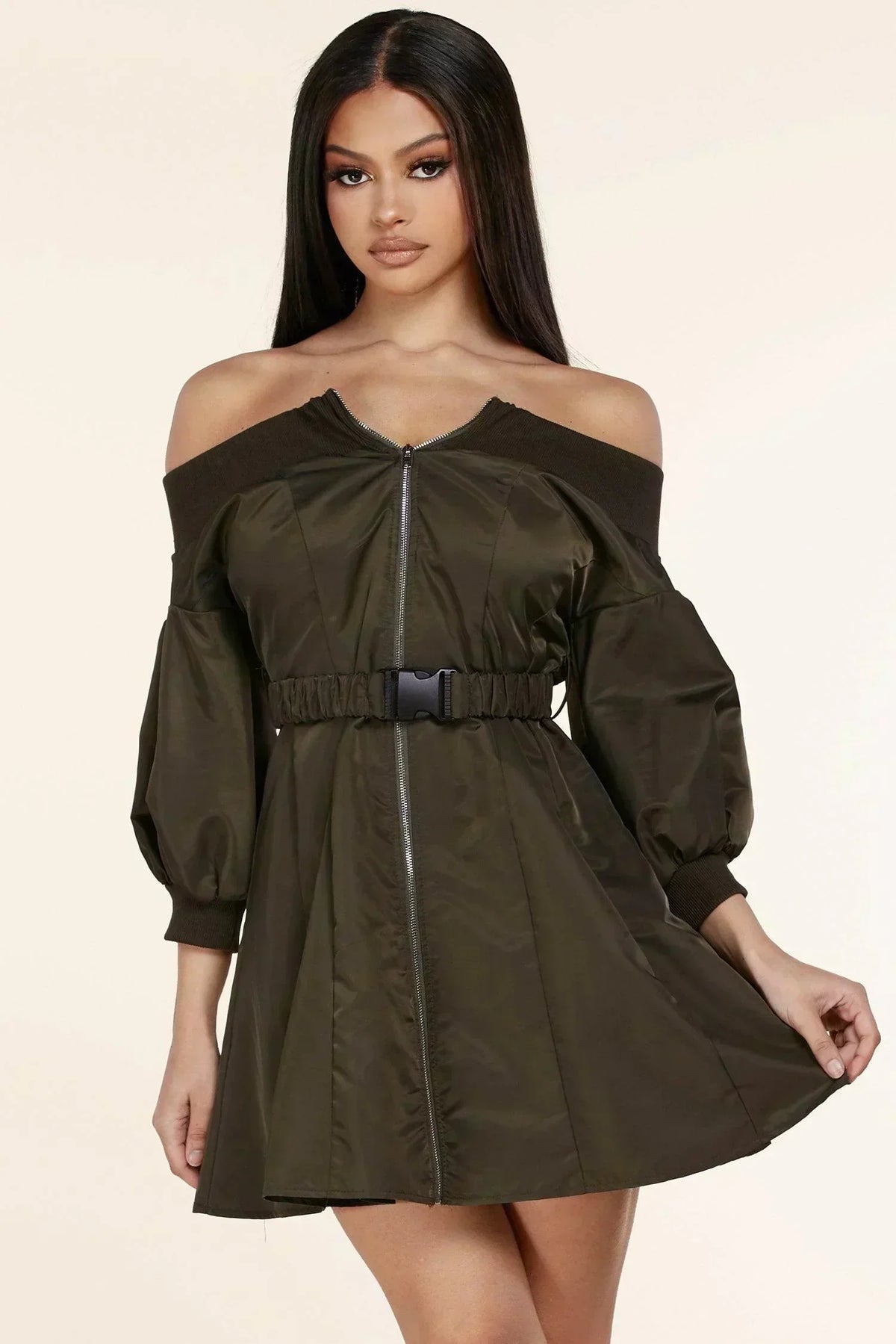 OILVE OFF SHOULDER MINI DRESS - PRIVILEGE 