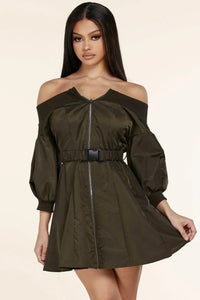 OILVE OFF SHOULDER MINI DRESS - PRIVILEGE 