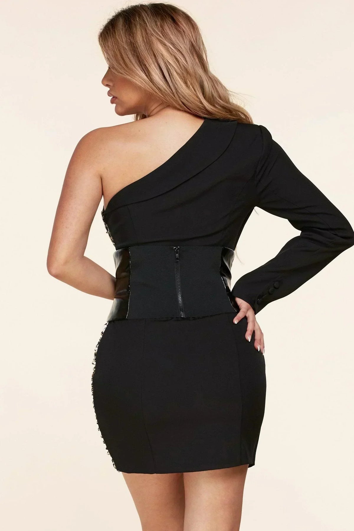 AMAZING HALF BLAZER HALF STRAPLESS MINI DRESS - PRIVILEGE 