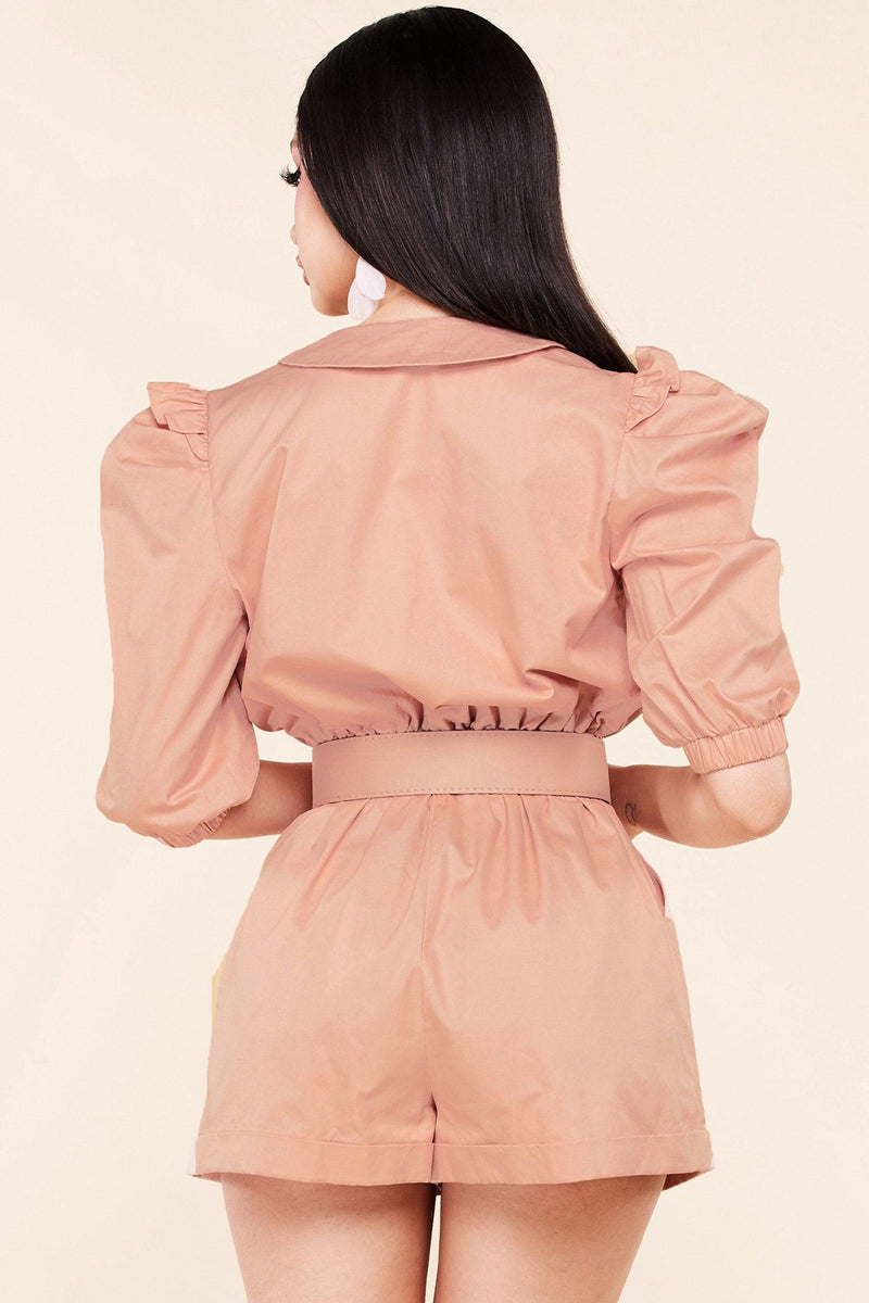 Dusty rose chic sleeve romper - PRIVILEGE 