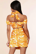 TWO PIECE CROP TOP WITH PLEATS AND SKIRT - PRIVILEGE 