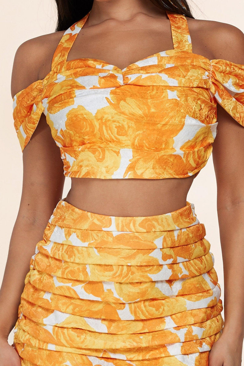 TWO PIECE CROP TOP WITH PLEATS AND SKIRT - PRIVILEGE 