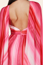 RED PINK MIX MAXI DRESS HALTER KEYHOLE FRONT - PRIVILEGE 