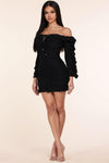 RUSHED BODYCON DRESS MINI - PRIVILEGE 