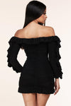 RUSHED BODYCON DRESS MINI - PRIVILEGE 