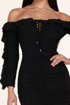 RUSHED BODYCON DRESS MINI - PRIVILEGE 