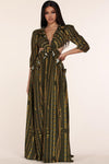 OLIVE GREEN MAXI CHAIN DRESS - PRIVILEGE 