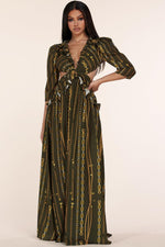 OLIVE GREEN MAXI CHAIN DRESS - PRIVILEGE 