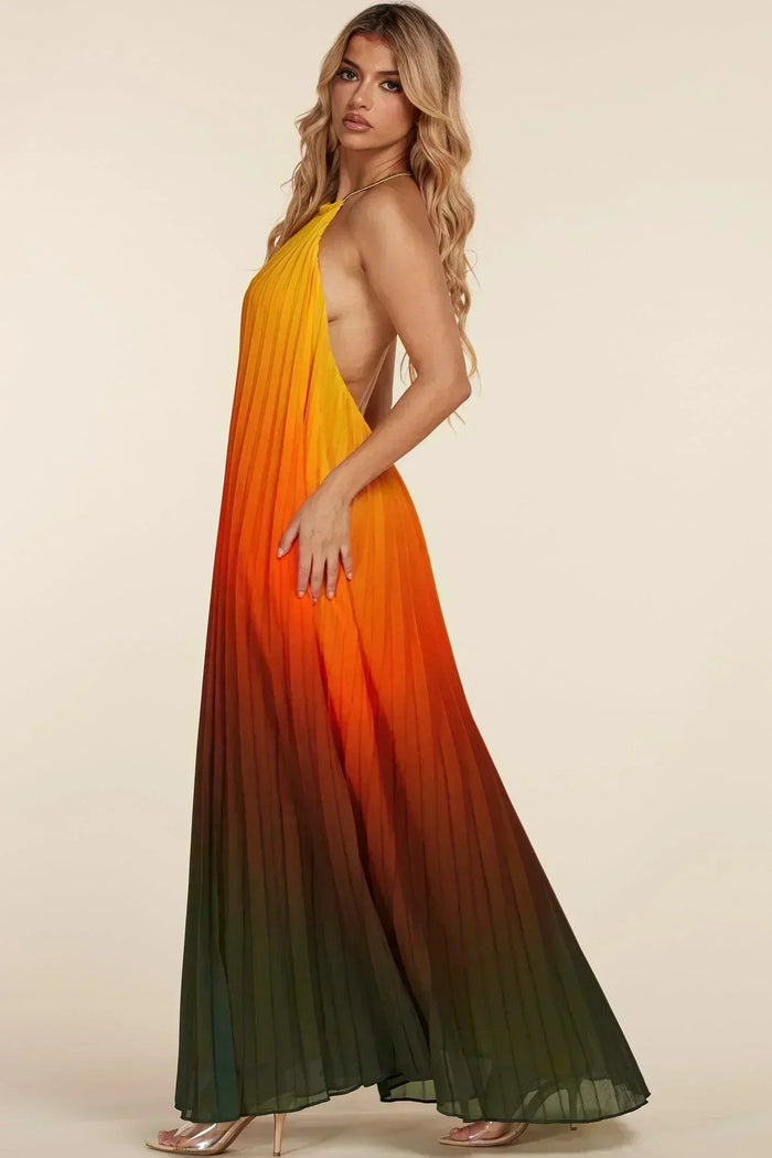 OMBRE PLEATED MAXI DRESS - PRIVILEGE 