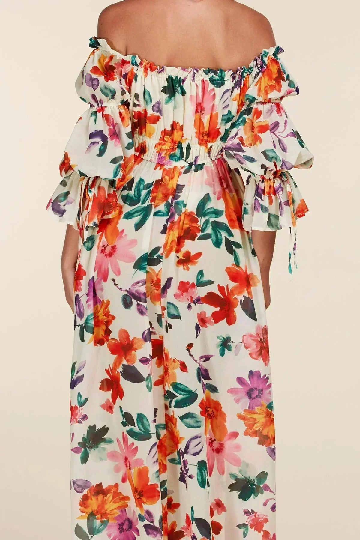 OFF SHOULDER MAXI FLORAL DRESS - PRIVILEGE 